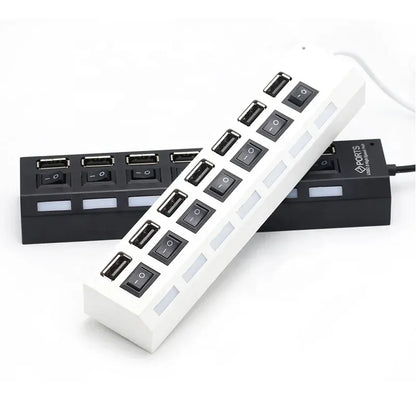 High Speed 4/7 Ports USB HUB 2.0 Adapter Expander Multi USB Splitter Multiple Extender with LED Lamp Switch for PC Laptop