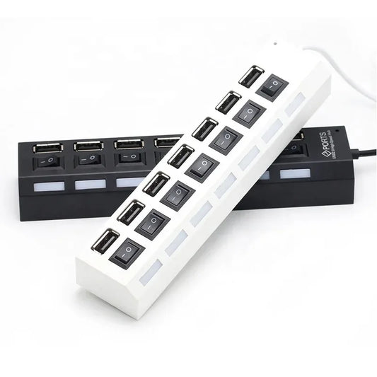 High Speed 4/7 Ports USB HUB 2.0 Adapter Expander Multi USB Splitter Multiple Extender with LED Lamp Switch for PC Laptop
