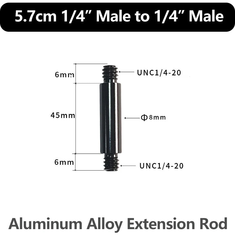 Aluminum Alloy Extension Rod 1/4"-20 & 3/8"-16 Male Female Threads Multi-Size Support Pole for Camera Lighting Equipment Mount