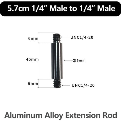 Aluminum Alloy Extension Rod 1/4"-20 & 3/8"-16 Male Female Threads Multi-Size Support Pole for Camera Lighting Equipment Mount