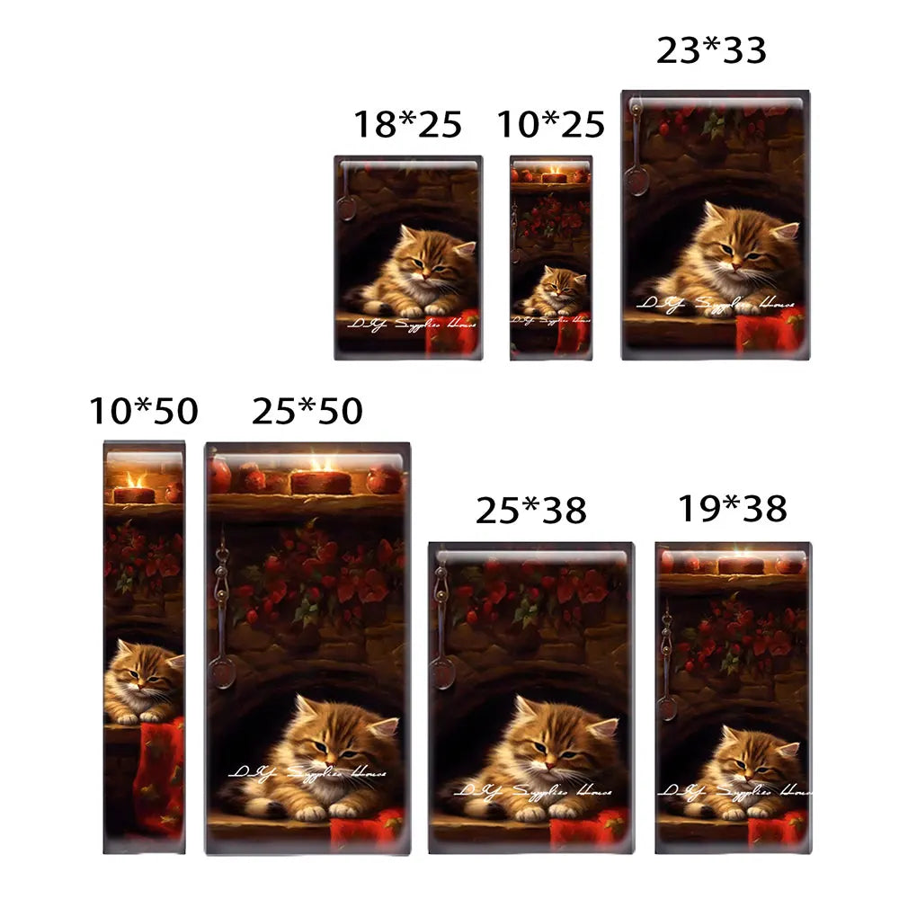 10pcs/lots Rectangle Cute Cat Kitten Pet Flower Photo Glass Cabochon Flatback Demo Flat Back Cameo For Diy Jewelry Making
