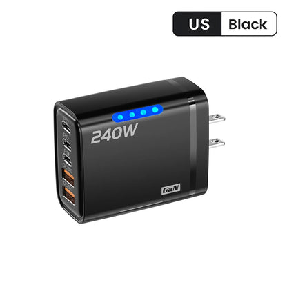 240W GaN 5-in-1 Fast Wall Charger — USB-C Power Adapter for iPhone, Samsung & Laptops