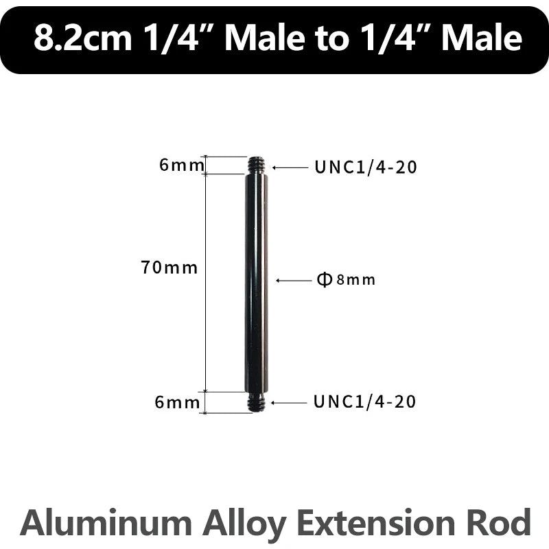 Aluminum Alloy Extension Rod 1/4"-20 & 3/8"-16 Male Female Threads Multi-Size Support Pole for Camera Lighting Equipment Mount