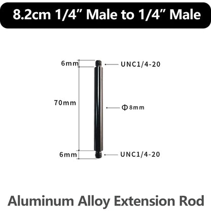 Aluminum Alloy Extension Rod 1/4"-20 & 3/8"-16 Male Female Threads Multi-Size Support Pole for Camera Lighting Equipment Mount