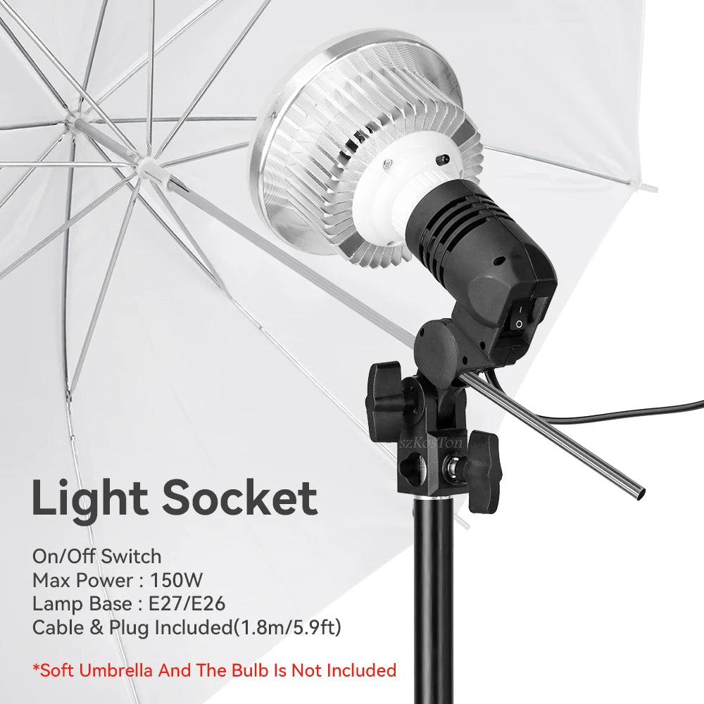 Single Head Bulb Holder E27 Socket Flash Umbrella Bracket Photo Lighting Bulb Holder For Photography Studio Accessories US EU