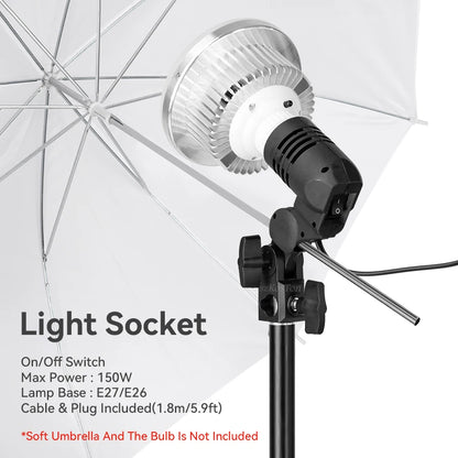 Single Head Bulb Holder E27 Socket Flash Umbrella Bracket Photo Lighting Bulb Holder For Photography Studio Accessories US EU