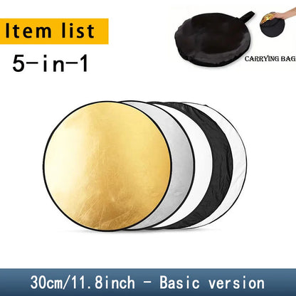 MYOBO 5 in 1 Photography Reflector Board - 30 60 80 110 90*120 60*90 cm Multi Color Fold Photo Studio Light Reflectors Diffuser
