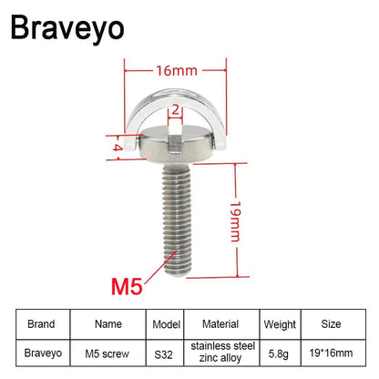 1/4-20 D-ring Mounting Camera Screws Stainless Steel Extended DSLR Tripod Quick Release Plate Screw Photography Accessories