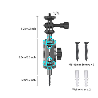 Trail Cameras Mounting Bracket with 1/4" Threaded Insert 360°Rotating Adjustable Holder for Outdoor Hunting Gear Accessory