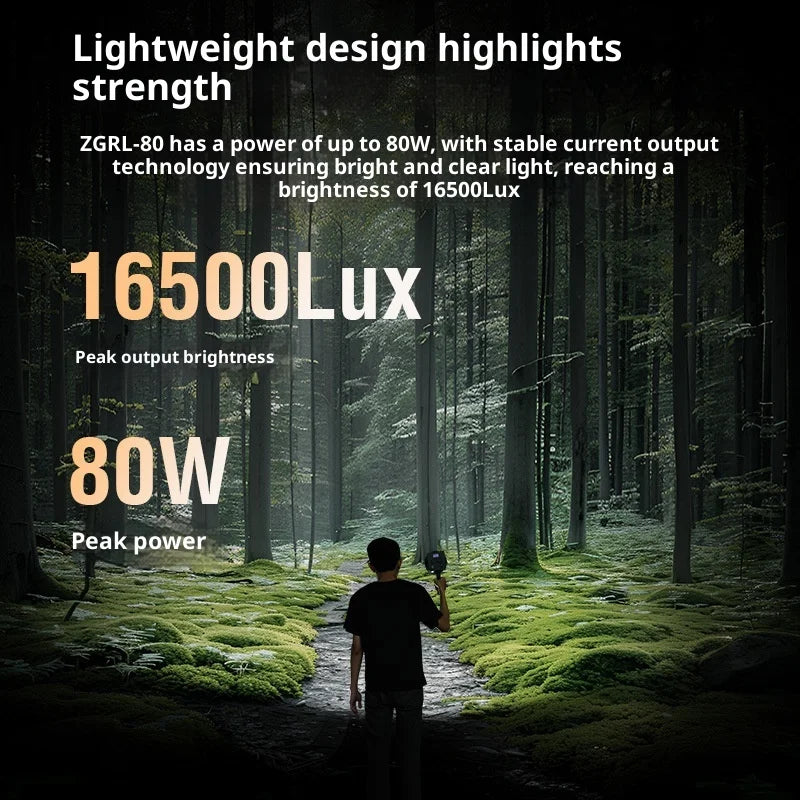 ZGRL80 80W COB LED Video Light Handheld Portable Continuous Lighting for Studio Photography Outdoor Filming Vlogging with Carry