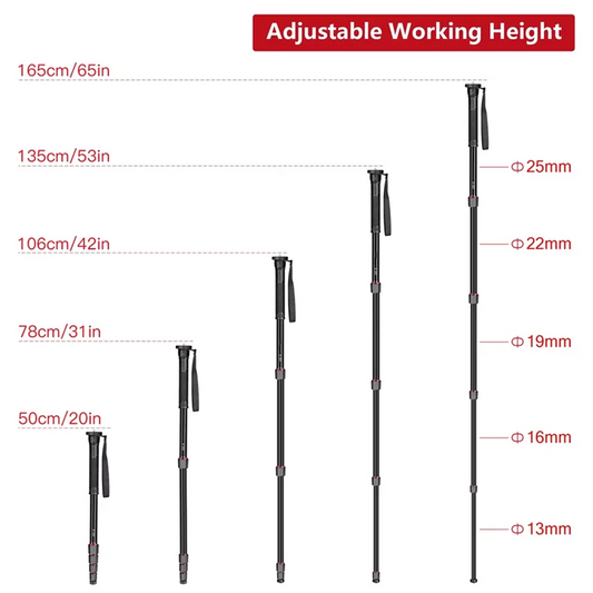 ABAC-Aluminium E222 Camera Monopod Mount Adapter Photography Walking Stick Lightweight For Canon Sony Video Camera