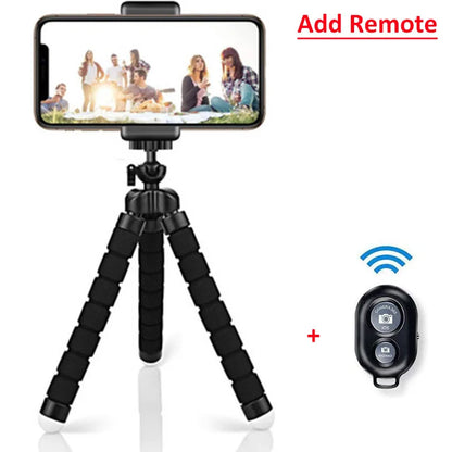 Flexible Octopus Mini Tripod for Phone & Action Camera — With Holder Clip