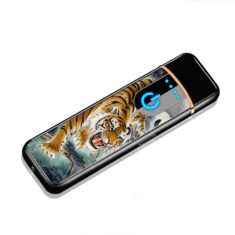 Mini Windproof USB Rechargeable Lighter Touch Metal Electronic Flameless Lighter Cigarette Cigar Accessories Men Gadgets Gifts