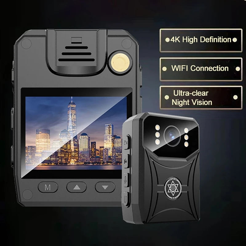 4K HD Mini Cameras with WIFi 3000mAh Digtal Video Recorder with IPS Screen Night Vision Police Body Camera Portable Camcorder