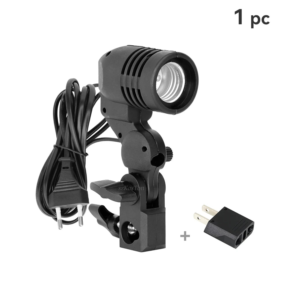 Single Head Bulb Holder E27 Socket Flash Umbrella Bracket Photo Lighting Bulb Holder For Photography Studio Accessories US EU