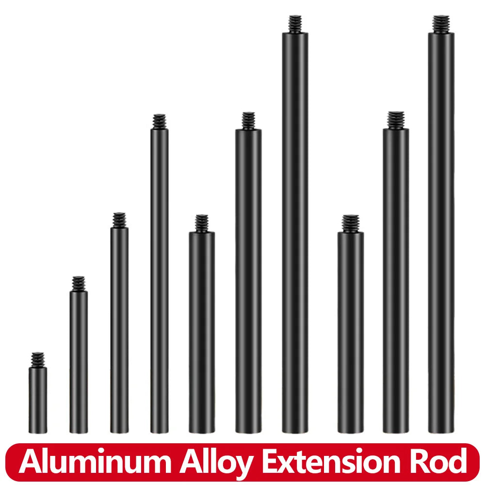Aluminum Alloy Extension Rod 1/4"-20 & 3/8"-16 Male Female Threads Multi-Size Support Pole for Camera Lighting Equipment Mount