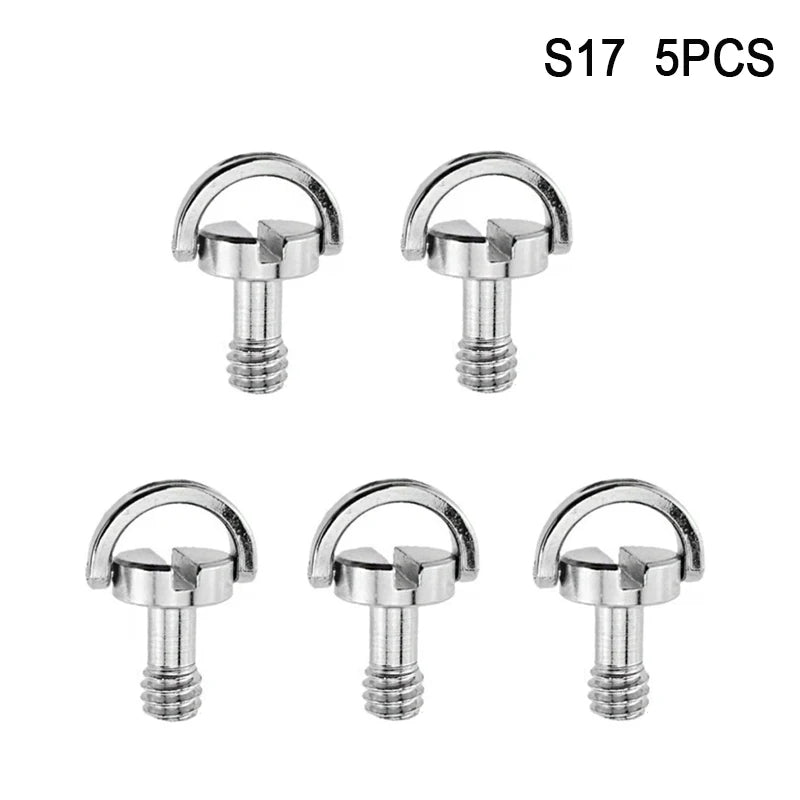 1/4-20 D-ring Mounting Camera Screws Stainless Steel Extended DSLR Tripod Quick Release Plate Screw Photography Accessories