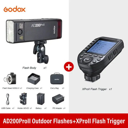 Godox AD200ProII  TTL 2.4G Wireless Camera Pocket light-duty Flash compatible with Nikon Canon Sony Fuji Olympus