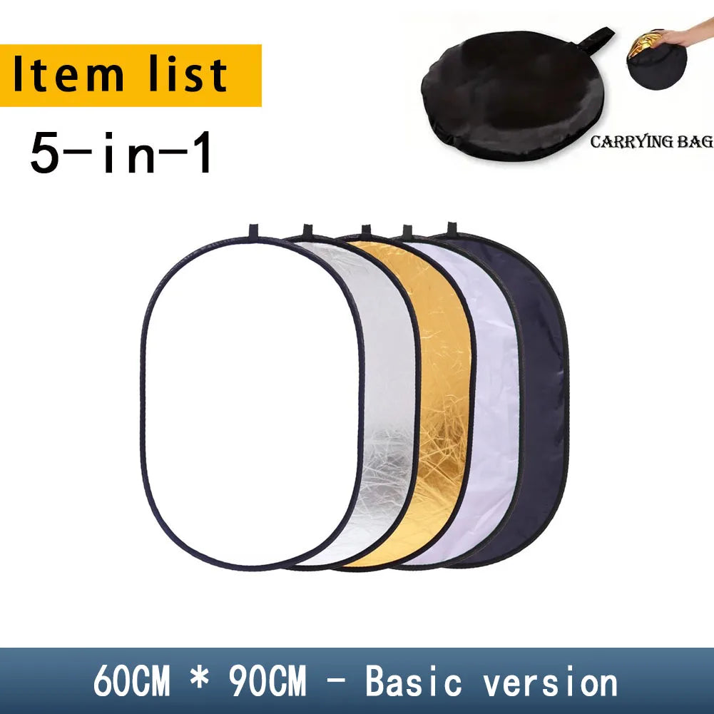 MYOBO 5 in 1 Photography Reflector Board - 30 60 80 110 90*120 60*90 cm Multi Color Fold Photo Studio Light Reflectors Diffuser