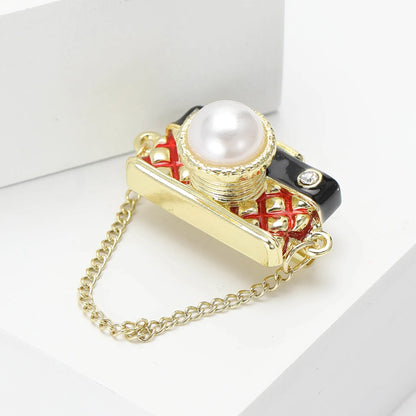 Girls Enamel Chain Camera Brooch Neutral Everyday Clothing Suit Jacket Accessories Pin Gift For Photography Enthusiasts