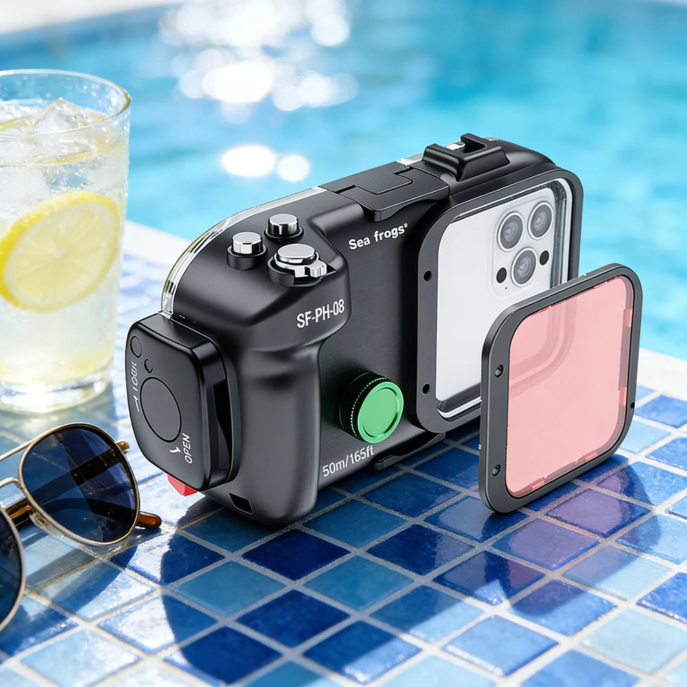 Seafrogs snorkeling Waterproof Cell Phone Case For iPhone 17 16 15 Pro 13 14 Pro 14 Pro Max  40M Pool photography accessories
