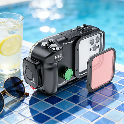 Seafrogs snorkeling Waterproof Cell Phone Case For iPhone 17 16 15 Pro 13 14 Pro 14 Pro Max  40M Pool photography accessories