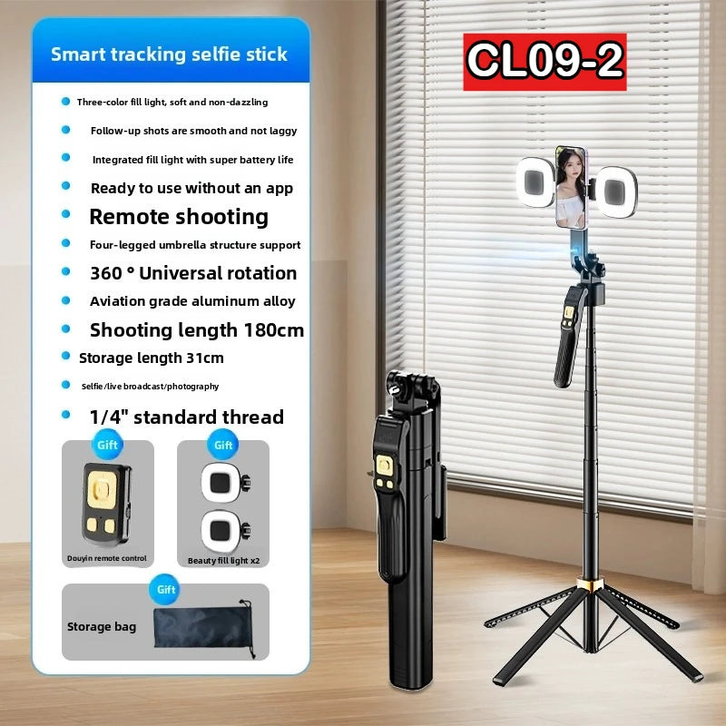 AI intelligent follow-up face tracking selfie stick 360degree automatic rotation portable travel photography mobile phone tripod
