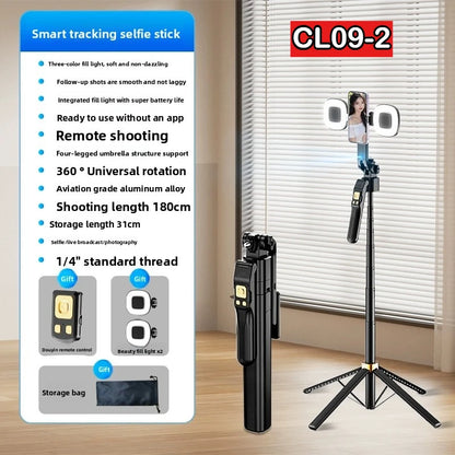 AI intelligent follow-up face tracking selfie stick 360degree automatic rotation portable travel photography mobile phone tripod