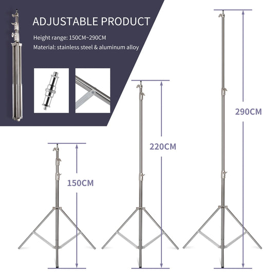 SH 2.8M Stainless Steel Light Stand Heavy Duty Load weight 10kg Photography Studio Support Tripod For Led Light Photo Studio