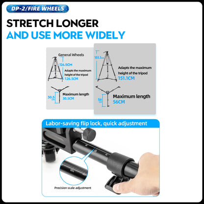 Fotopro Professional Photography Tripod Dolly Aluminum Heavy Duty Tripod Wheels for Camera Camcorder Video Lighting  DP2