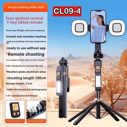 AI intelligent follow-up face tracking selfie stick 360degree automatic rotation portable travel photography mobile phone tripod