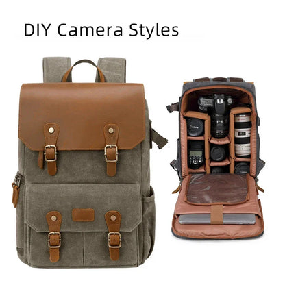 Litepro DSLR Crazy-Horse-Leather Backpack For Brompton Bicycle Waterproof Anti-theft Canvas Drone Outdoor Photography Bag