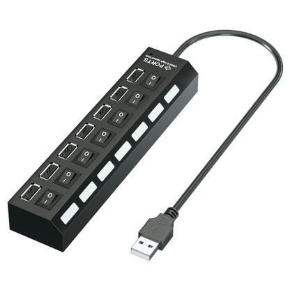 High Speed 4/7 Ports USB HUB 2.0 Adapter Expander Multi USB Splitter Multiple Extender with LED Lamp Switch for PC Laptop