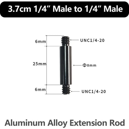 Aluminum Alloy Extension Rod 1/4"-20 & 3/8"-16 Male Female Threads Multi-Size Support Pole for Camera Lighting Equipment Mount