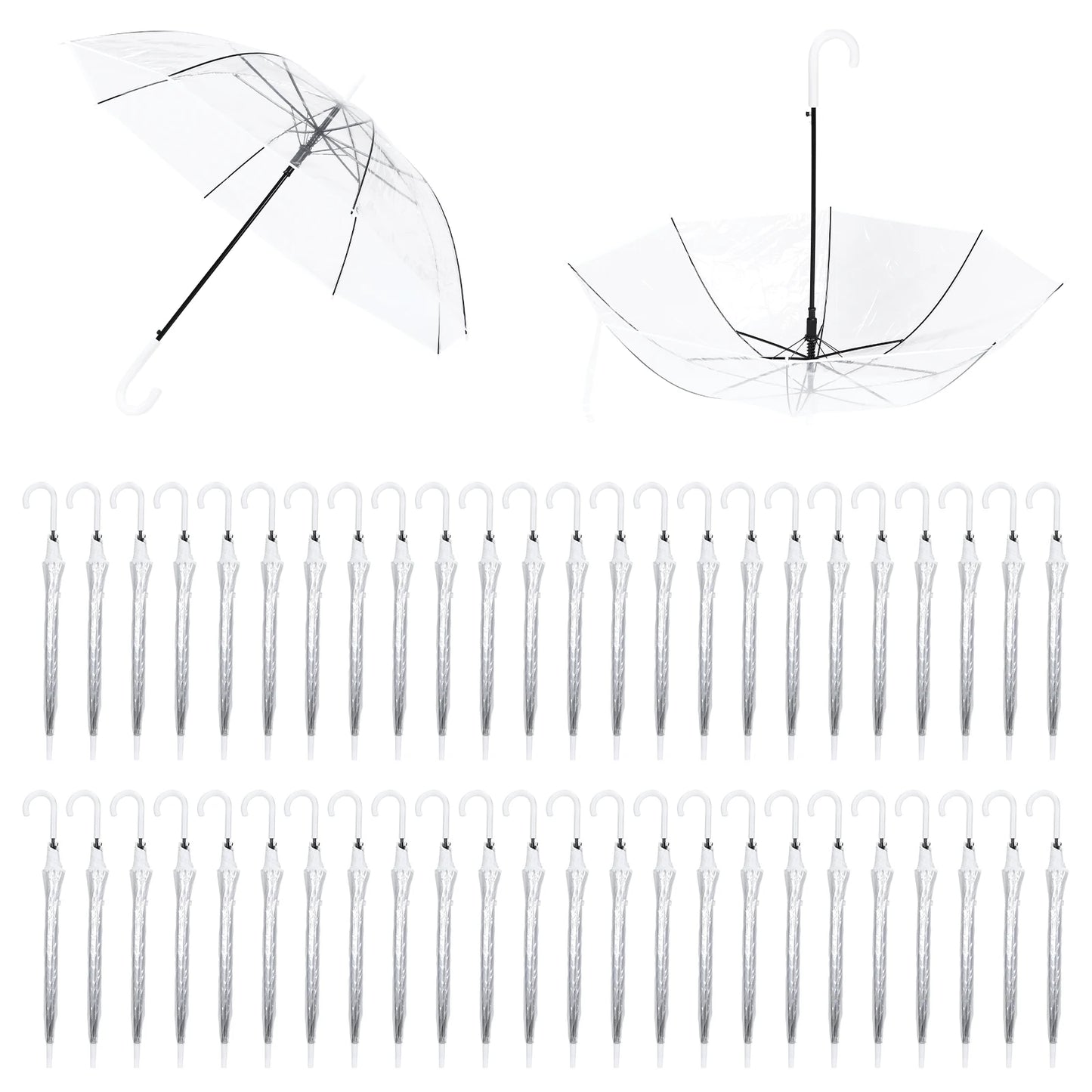 50/32 Pack Large Canopy Umbrella Windproof Waterproof Clear Umbrellas Bulk Auto Open for Bride Groom Photography Golf Outdoor