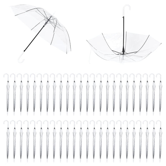 50/32 Pack Large Canopy Umbrella Windproof Waterproof Clear Umbrellas Bulk Auto Open for Bride Groom Photography Golf Outdoor