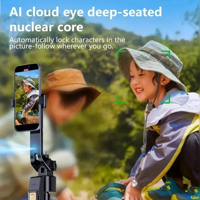 AI intelligent follow-up face tracking selfie stick 360degree automatic rotation portable travel photography mobile phone tripod