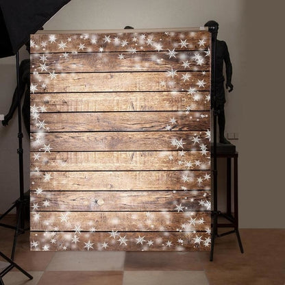 Wood Plank Texture Snowflake Print Photography
