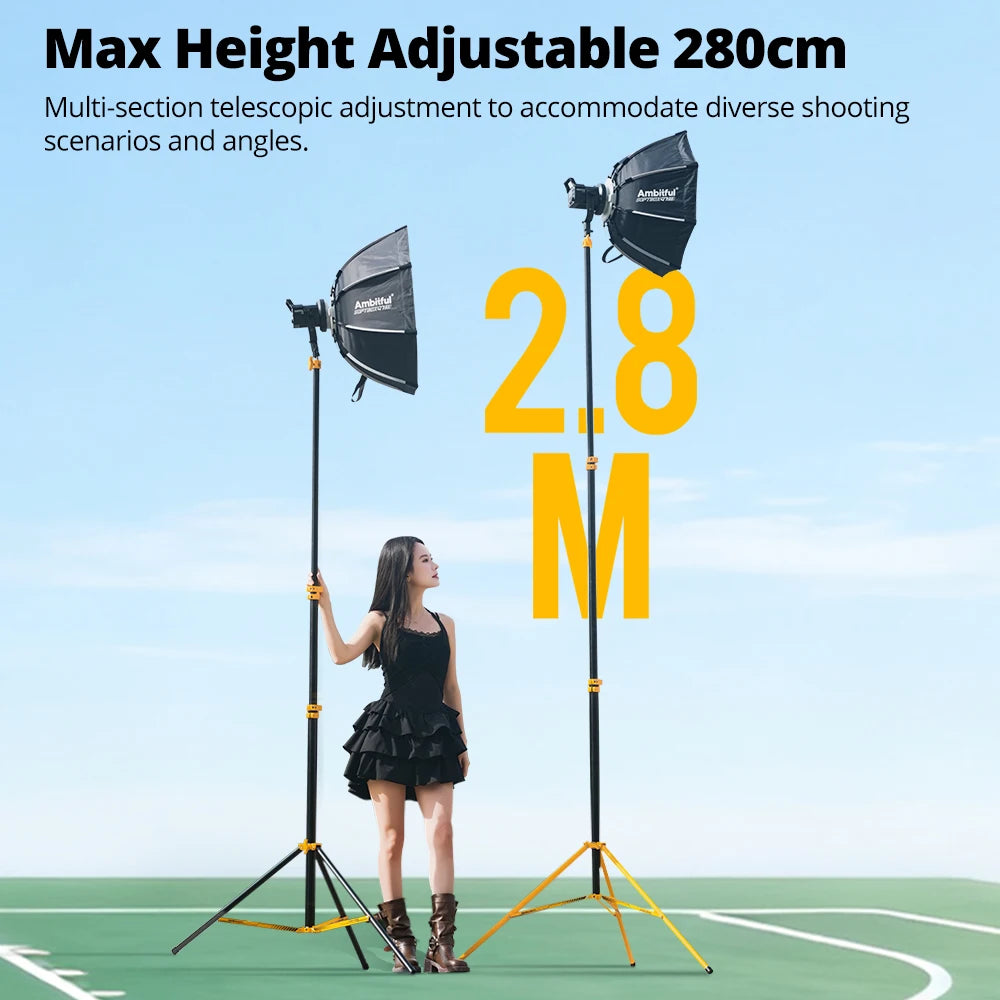 AMBITFUL GM280Y 280cm Professional Air Cushioned Light Stand 10Kg Heavy Load Studio Light Stand For Camera Softbox Tripods