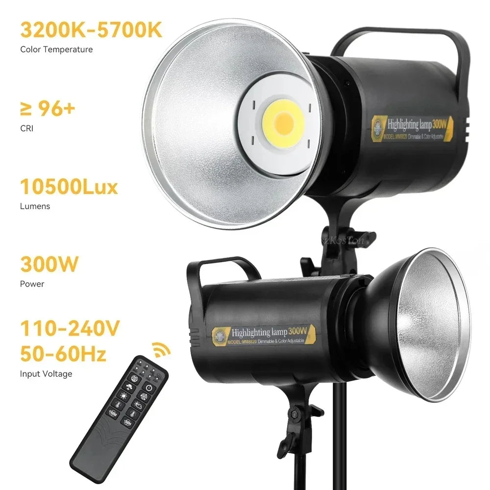 Jingying 300W LED 5700K Continuous Dimmable Photography Lamp Photo Studio Daylight Lighting for Youtube Tiktok