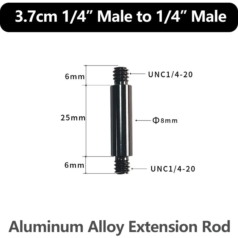 Aluminum Alloy Extension Rod 1/4"-20 & 3/8"-16 Male Female Threads Multi-Size Support Pole for Camera Lighting Equipment Mount