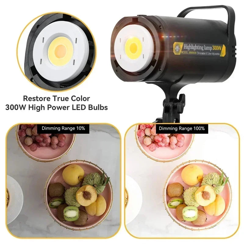Jingying 300W LED 5700K Continuous Dimmable Photography Lamp Photo Studio Daylight Lighting for Youtube Tiktok