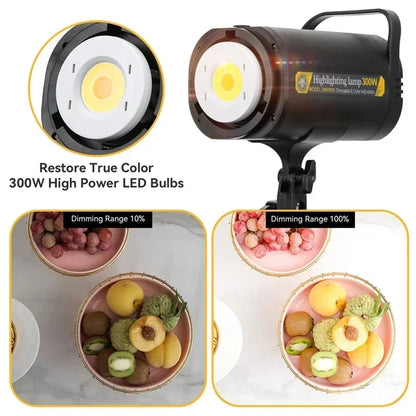 Jingying 300W LED 5700K Continuous Dimmable Photography Lamp Photo Studio Daylight Lighting for Youtube Tiktok
