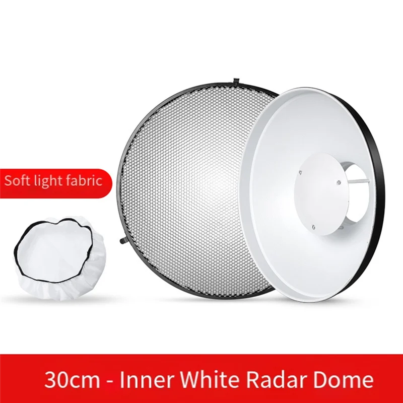 Beauty Dish Reflector 30Cm For Studio Portrait Photography Accessory With Honeycomb Grid For Precise Lighting Control