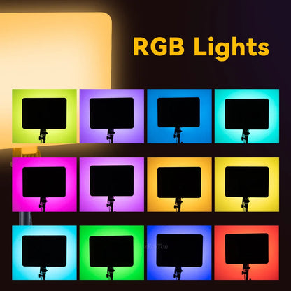RGB 14'' LED Video Light Remote Control Photography Selfie Dimmable Panel Lighting Photo Studio Live Stream Fill Lamp Tripod