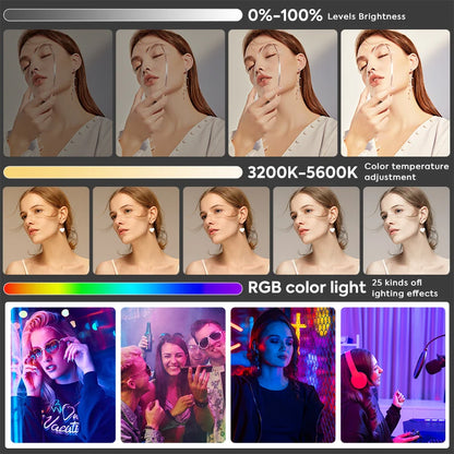 RGB Photography Strip Light 28 Colors 3200-5600K Color Temperature 6600mah Battery Video Fill Wand Light Strip For Shoot Studio
