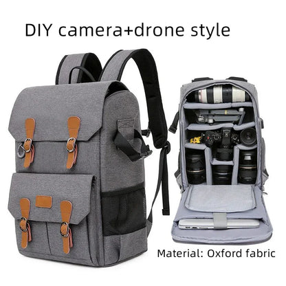 Litepro DSLR Crazy-Horse-Leather Backpack For Brompton Bicycle Waterproof Anti-theft Canvas Drone Outdoor Photography Bag