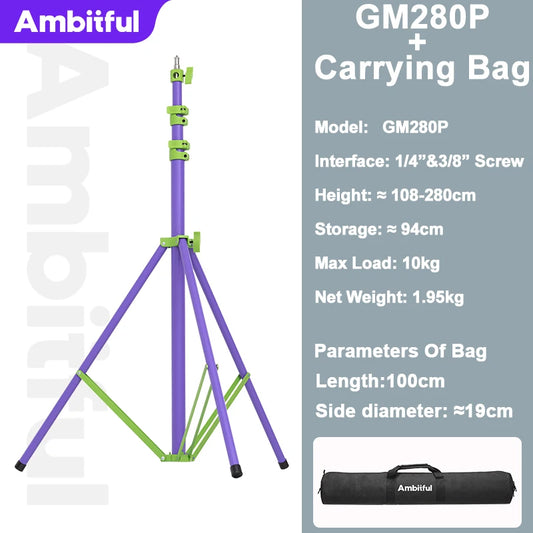 AMBITFUL GM280Y 280cm Professional Air Cushioned Light Stand 10Kg Heavy Load Studio Light Stand For Camera Softbox Tripods