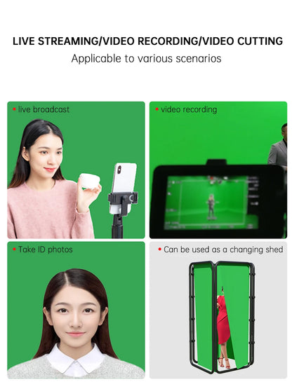 Portable Large Chromakey Green Screen Backdrop with Stand Photography Background Support System 240x400cm Shooting Video Photo