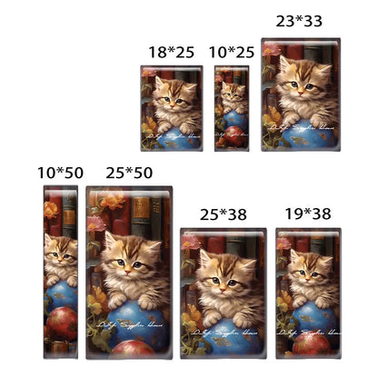 10pcs/lots Rectangle Cute Cat Kitten Pet Flower Photo Glass Cabochon Flatback Demo Flat Back Cameo For Diy Jewelry Making